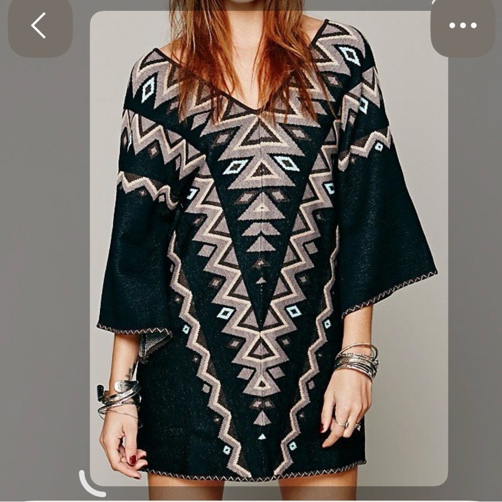 Wildheart Free People Aztec Kilim Sweater Sz S Dress Tunic Southwest Cowgirl